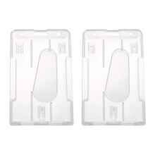 2X Vertical Hard Plastic Badge Holder Double Card ID Multi Transparent 10X6cm