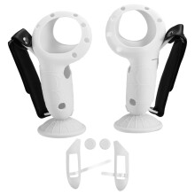 Etui na Kontroler z Uchwytem Silikonowym Upright do Meta Quest 3S - Wygodne i Praktyczne, Wymienne Baterie, Białe