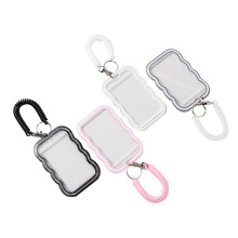 4PCS Wave Transparent Card Holder with Lanyard for Bus Card Protection Cover, Meal Card Cover, Student ID Cover