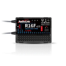 Radiolink R16F RC Receiver 16 Channel 2.4GHz with Gyro, Voltage Telemetry, 600m Range for RC Car, Boat, Airplane