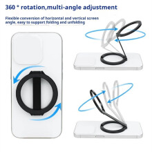 360 Rotatable Magnetic Phone Bracket, Foldable Multi-Function Stand for Secure Double-Sided Buckle Holder Black