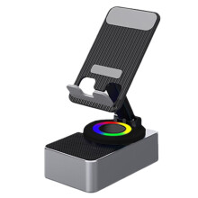 Lifting and Rotating Three-in-One Mobile Phone Holder  Speaker Mobile Phone Holder with  Speaker Gray