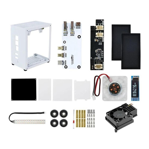 For Raspberry Pi 5 Case, Micro-type Desktop Case with Active Cooler, PWM Fan, RGB Lighting Bar,  Tower PC Case