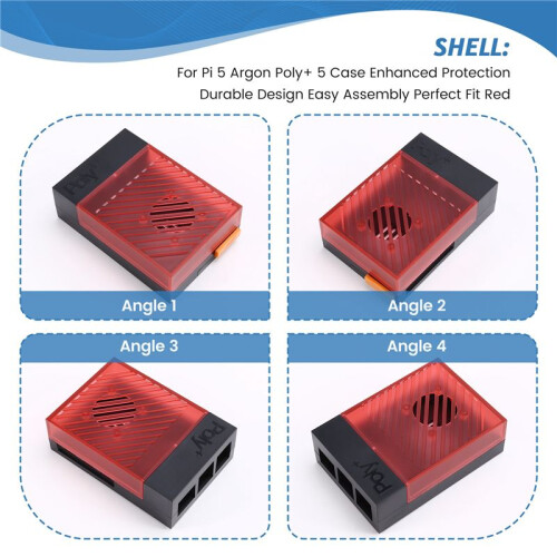 For Raspberry Pi 5 Argon + 5 Case Enhanced Protection Durable Design Easy Assembly Perfect Fit Red 2