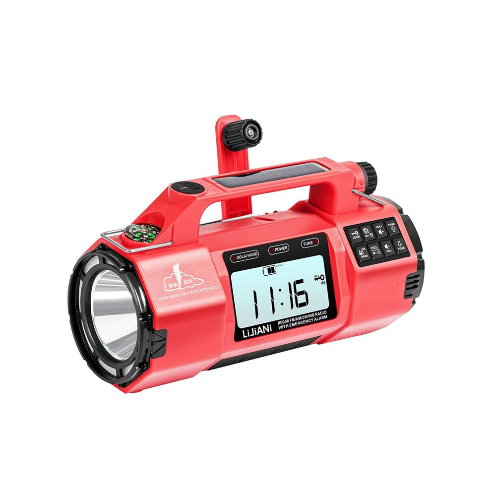 Photos - Radio / Clock HRD908 Multi-Function Emergency Radio with AM/FM/SW/WB Bands Large Flashlight, Large Speaker, Hand-Crank Generator