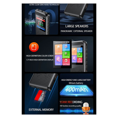 Denoise  High Quality PCM Audio Dictaphone 1536Kbps External Microphone Digital Voice-Activatcd USB Recorder 64G 2