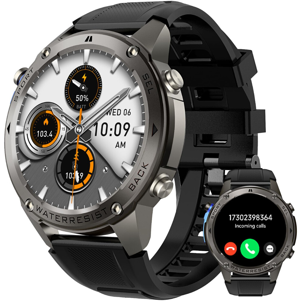 Military Smartwatch For Men Amoled Gps Rugged Outdoor Fitness Tracker With Bluetooth Calling 9174973174547