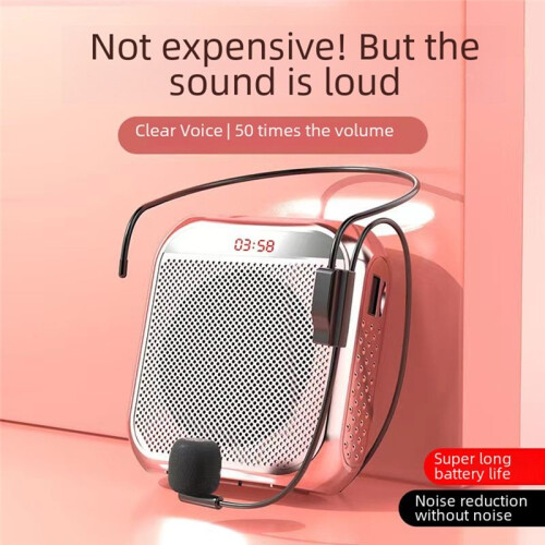 Wireless  Microphone Amplifier, Small Portable Tour Guide Microphone Speaker for Teachers White 1