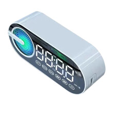 G30 Mirror Clock Wireless Speaker USB LED FM Colorful Atmosphere Light Heavy Bass Portable Speaker White