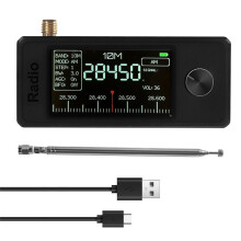 Radio Portable Prenant en Charge la Bande Complète 0,5-108 MHz LSB/USB/AM/FM avec Récepteur de Signal D'Antenne /SW/MW/VHF, Noir
