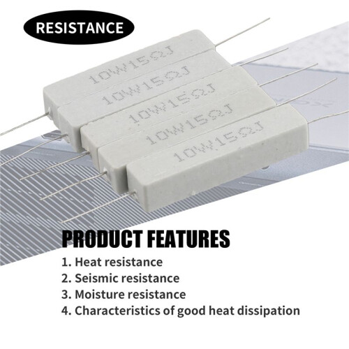 5 Pcs 10W Watt 15 ohm 5% Wirewound Ceramic Cement Resistor 1