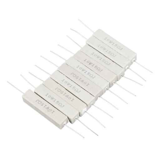 10 Pcs Fixed Ceramic Cement Resistors 15 Ohm 10W Watt 5% 1