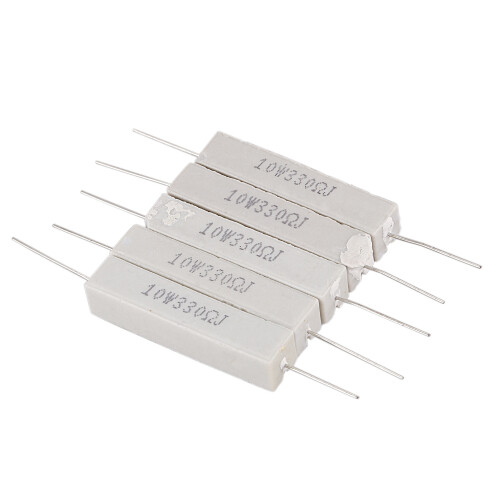 5 x 330 Ohm 5% 10W Watt Wirewound Ceramic Cement Resistors White