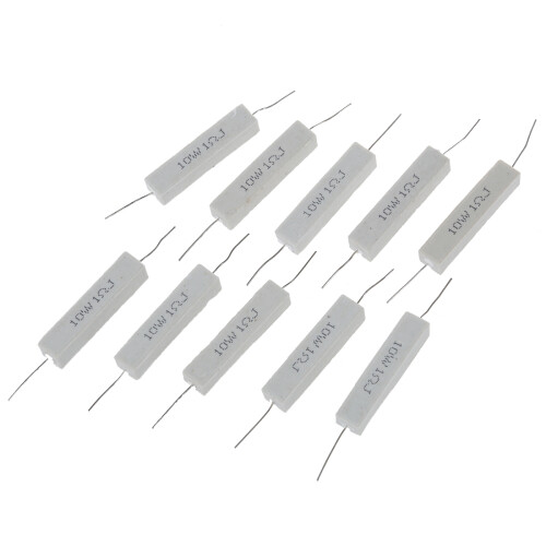 10 Pcs Wirewound Ceramic Cement Resistor 1 Ohm 5% 10W Watt 2