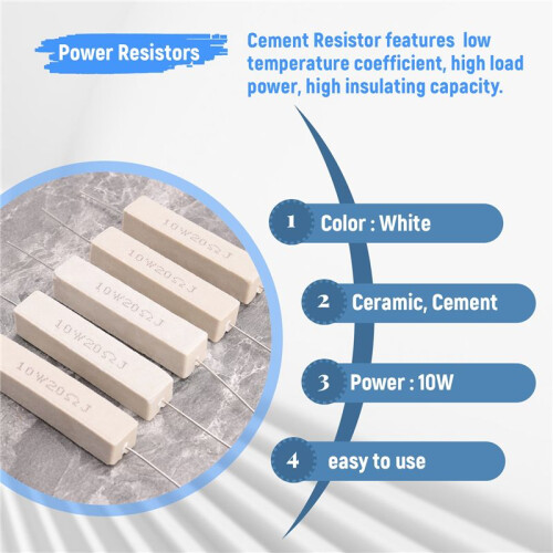 5x 10W 20 Ohm 5% Wirewound Ceramic Cement Resistor 10 Watt 2