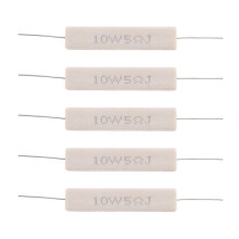 5pcs Wirewound Ceramic Cement Resistor 5 Ohm 10W Watt 5%