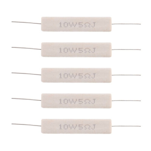 5pcs Wirewound Ceramic Cement Resistor 5 Ohm 10W Watt 5%