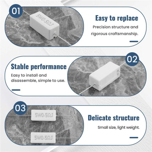 10 Pcs Axial Lead Ceramic Cement Resistor 0.5 Ohm 5W 2