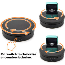 Présentoir de Plateau Tournant Rechargeable Noir, Vitesse de Rotation de 360 Degrés / Angle Réglable pour L'Affichage de Photographie / Bijoux
