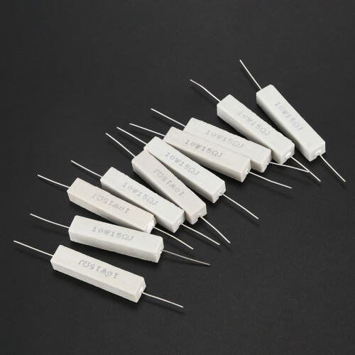 10 Pcs Fixed Ceramic Cement Resistors 15 Ohm 10W Watt 5% 1