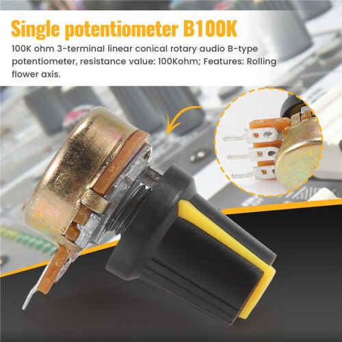 5 Piece 100K Ohm 3 Terminals Linear Taper Rotary Audio B Type Potentiometer Pot 2