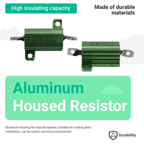 Green Aluminum Chassis Mounted Wirewound Resistors 10W 10 Ohm 5% 2