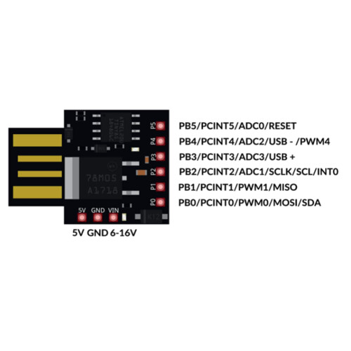 5Pcs ATTiny85 Digispark I2C LED Rev.3 Kickstarter 5V IIC SPI USB Development Board 6 I/O Pins for 2