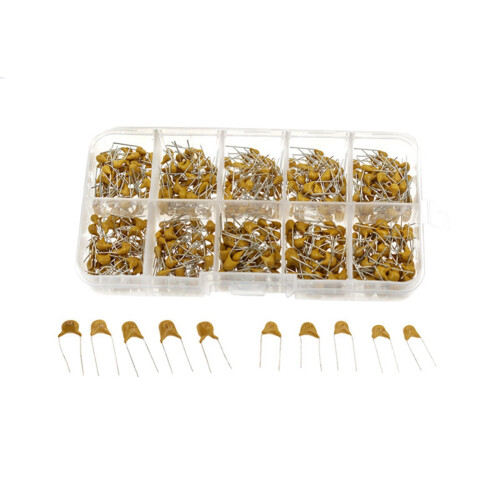 500Pcs/Box 10Values X50Pcs (0.1Uf - 10Uf) Monolithic Ceramic Capacitors Assorted Kit with Storage Box