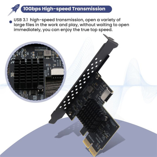 PCI-E 2X to USB3.1 A-Key Gen2 Front Type-E Expansion Card,10Gbps Type-E Internal 20-Pin Front Panel Connector Riser Card 2