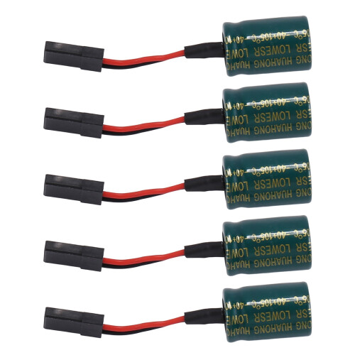 5Pcs 3300UF 16V Voltage Protector A3 Flight Control Receiver Large Capacitor Protector with Plug for RC Drones FUTABA