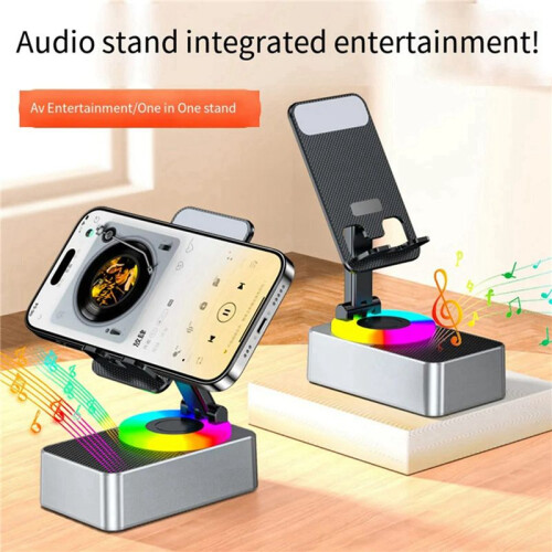 2X 3-In-1 Mobile Phone Holder, Audio Power Bank,  Call Speaker, Multi-Function Foldable Rotating Desktop,Gray 1