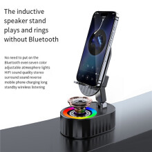 2X Support de Téléphone 3 en 1, Support de Haut-Parleur Inductif, Rotatif à 360 , Pliable, Levage, Support de Trésor de Charge, Noir
