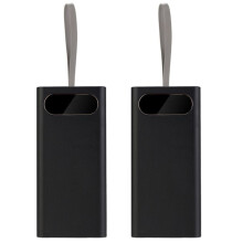 2X DIY 28x18650 Battery Case 10W Power Bank Case Batteries Detachable Storage Box Holder with Camping Light Black