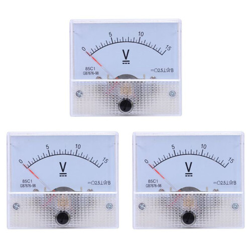 3X Zeigertyp  Voltmeter, 85C1  0-15V Mechanisches Analogspannungs Panel Messgerät
