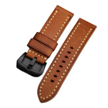 Leather Watch Strap 20mm Brown Cowhide with Classic Buckle, Durable and Comfortable for Men