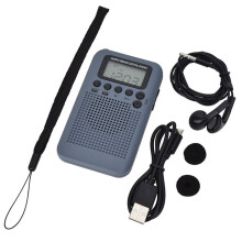 AM/FM Radio with LCD Display Pocket Handheld Radio Digital Dual Band Receiver Portable Speaker Gray