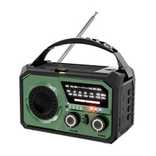 Radio Météo D'Urgence 16 000 MAh, Alimentée par Énergie Solaire et à Manivelle, AM/FM/WB, SOS, 5.3, Chargement Type-C, Vert Foncé