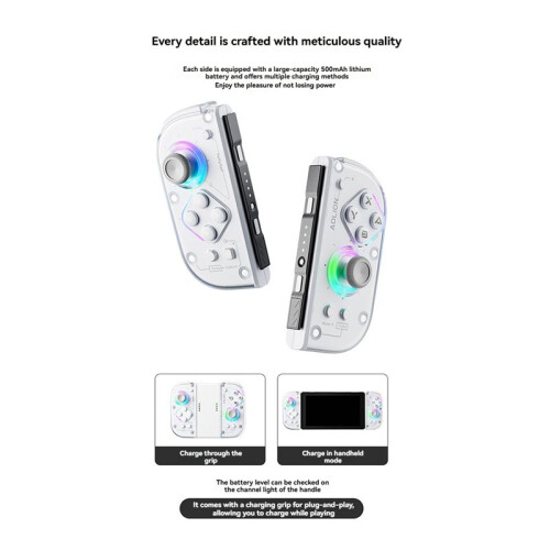 Aolion Manette de Jeu  5.2 L/R avec Éclairage RVB pour  /Lite/Oled Blanc 2