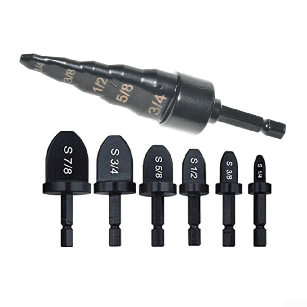 7Pcs Copper Tube Reamer Set With Hexagonal Shank For Copper Tubing Hvac Plumbing Deburring 9771547155713