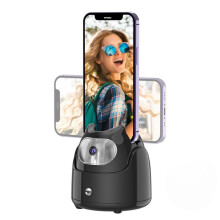 Automatisk Ansiktsspårning Gimbal Mobiltelefonhållare 360 Rotation AI Ansiktsigenkänning Telefonstativ för Vlogg Video Svart