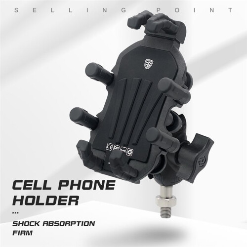 Motorcycle Fork Stem Phone Mount with Vibration Dampener, Adjustable Motorcycle Cellphone Holder Screw Mount - M8