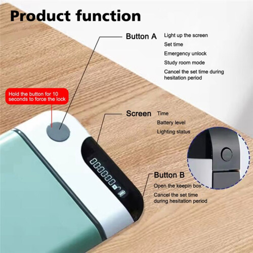 Keeping Box Phone Lock Box Timer Bag Portable Mobile Phone Safe Locking Case Self-Discipline Cell Phones Timed Lockbox B 2