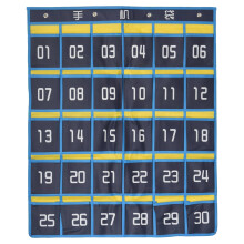 30 Numbered Pockets Chart Cell Phone Hanging Organizer Hanging Storage Bag for Classroom Calculator Mobile Phone Holders