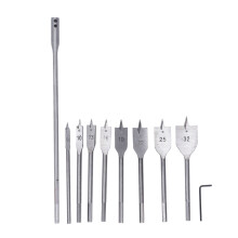 Flachbohrer-Set aus Kohlenstoffstahl mit selbstzentrierender Flachbohrerspitze, titanbeschichtetem Sechskantschaft