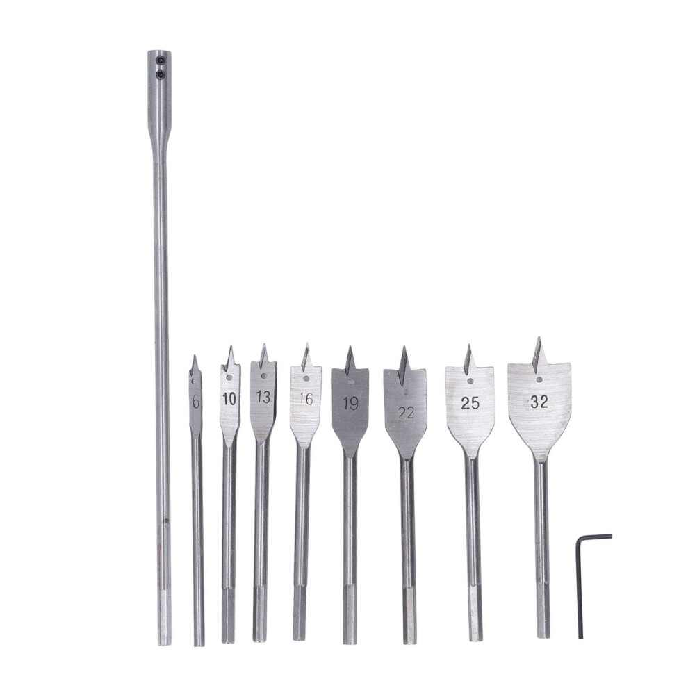 Carbon Steel Spade Drill Bit Set Paddle Flat Bits With Self Centering Spade Tip Hole Cutter Titanium Coated Woodworking Tool Featuring Hex Shank 9370362904836