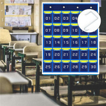 2X Numbered Pocket Chart Cell Phone Hanging Organizer Hanging Storage Bag for Classroom Phone Holders (30 Pockets)