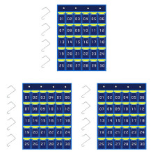 3X Numbered Pocket Chart Cell Phone Hanging Organizer Hanging Storage Bag for Classroom Phone Holders (30 Pockets)