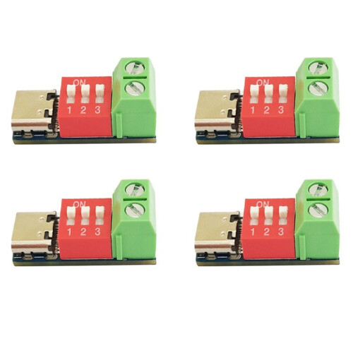 4PCS Tipo-C PD QC Trigger 5V-20V  Módulo de Potencia de Voltaje Ajustable Ajuste de Dial Voltaje Módulo de Señuelo de Carga Rápida