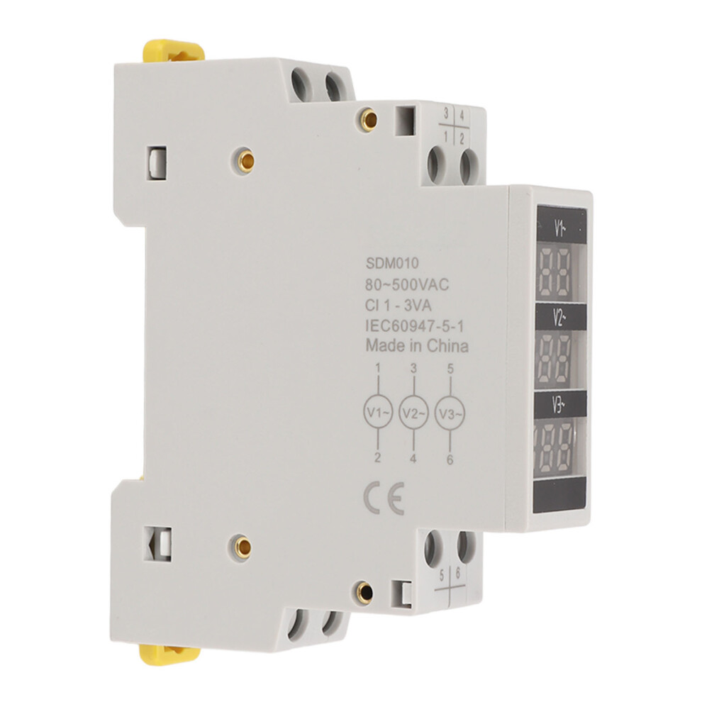 3-Phase Digital Voltmeter Sdm010 80-500V Din Rail Mount 7651382188096