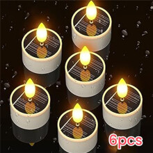 Velas Solares LED Sin Llama, Recargables e Impermeables, para Exteriores, Jardín, Fiestas, Halloween, Día de Muertos, 6 Unidades